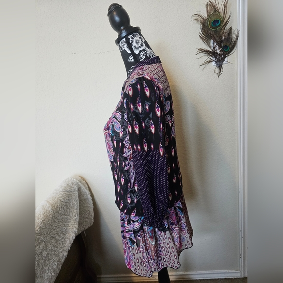 Twenty One Boho Style sheer black & purple blouse 👚 (Small) 💜💗🖤🤎🤍 - Picture 6 of 16
